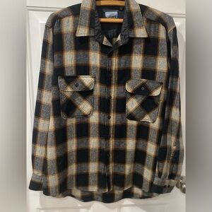 Vintage Fieldmaster Plaid Shirt Jacket in Black, Gray, and Tan